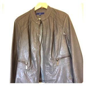 Grey fake leather moto jacket XL